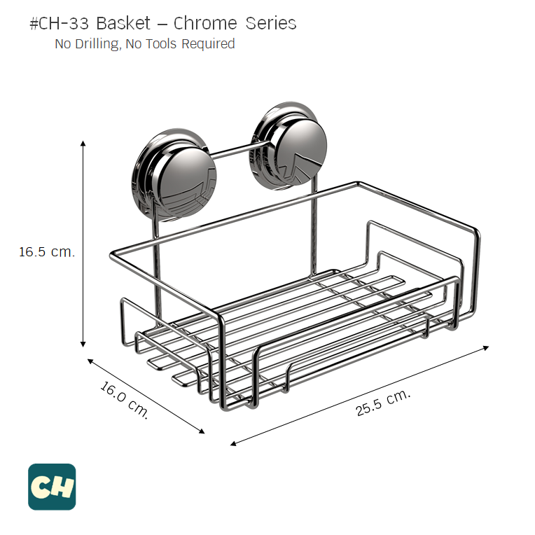 CH-33 ชั้นวางของเดี่ยว รุ่น Chrome Series ไม่ต้องเจาะผนัง