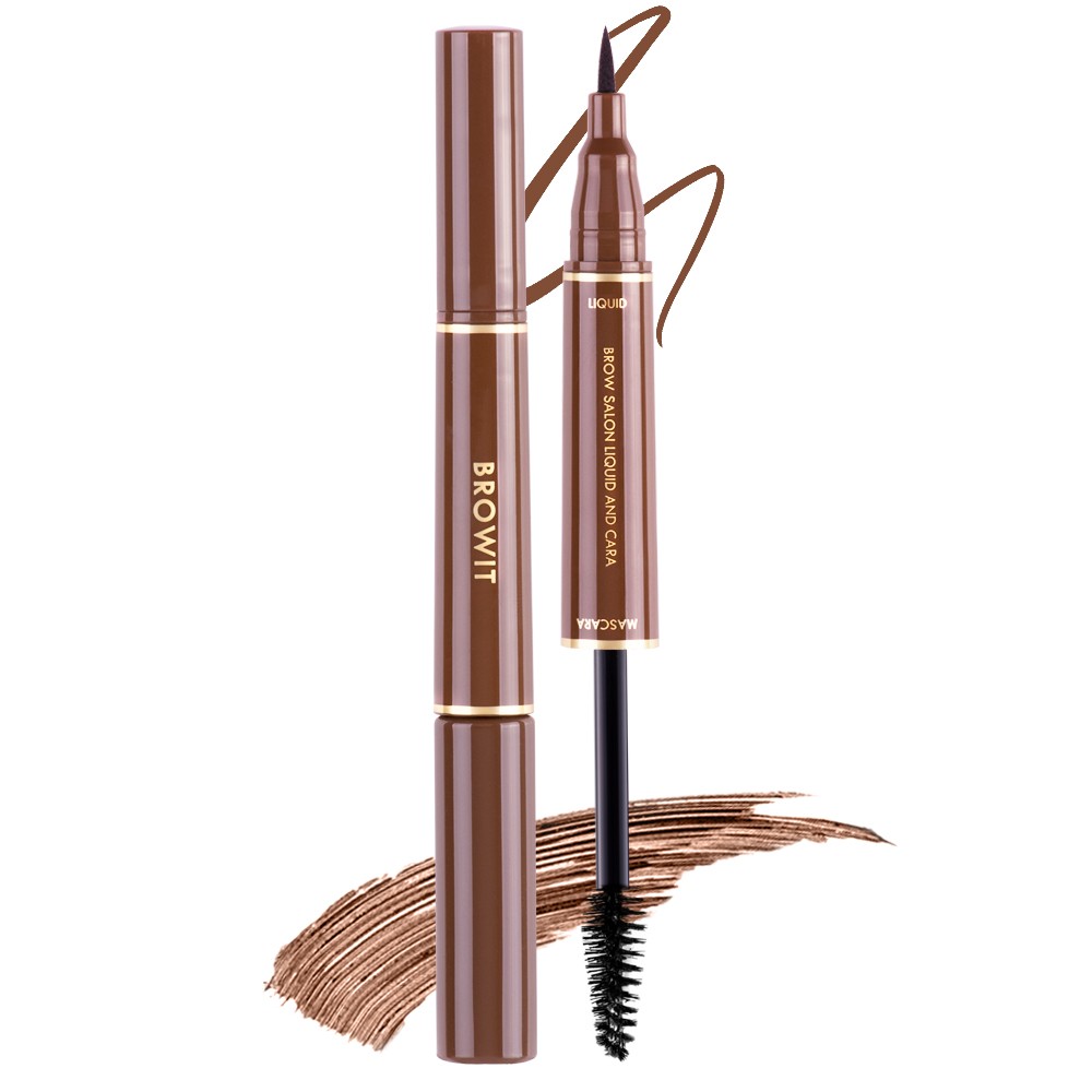 Browit by NongChat Brow Salon Liquid and Cara 1ML+3.5G #01 Couture Brown บราวอิท ปากกาเมจิกเขียนคิ้วและมาสคาร่าปัดคิ้ว บราวซาลอนลิควิดแอนด์คาร่า 1ML+3.5G สี 01 Couture Brown