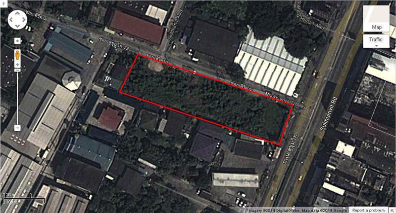 ที่ดินติดถนนใหญ่ ปากซอยสุขุมวิท 72 ใกล้ BTS แบริ่ง ขนาด 961ตรว.