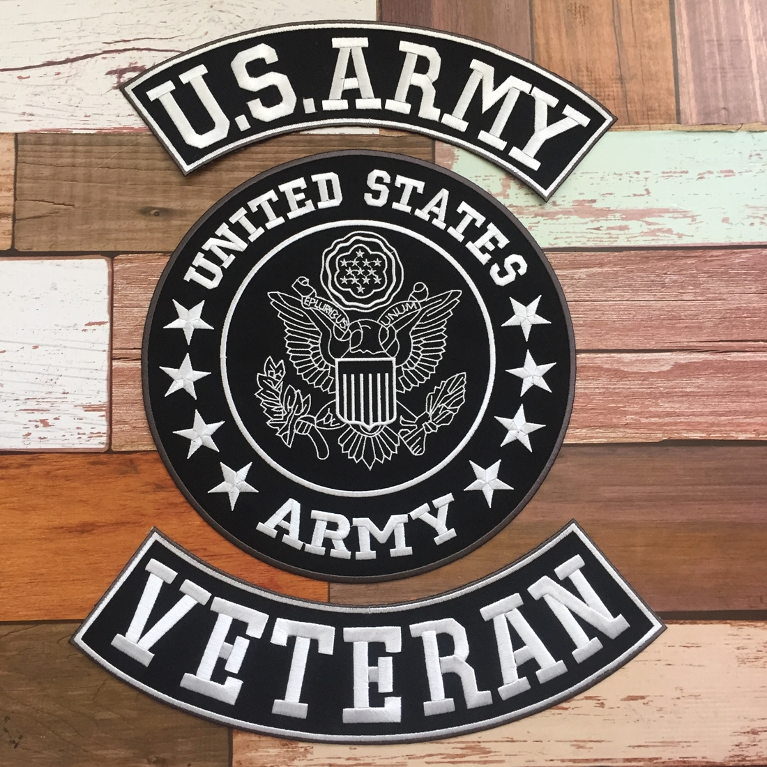 Set 3 ชิ้น U.S. Army ตัวรีดติดเสื้อ อาร์มรีด อาร์มปัก ตกแต่งเสื้อผ้า แจ๊คเก็ตยีนส์ Embroidered Iron on Patch ขนาดใหญ่