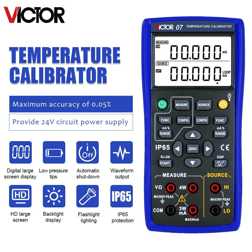 VICTOR 07, Temperature Calibrator Multi-function process calibrator thermocouple calibrator,