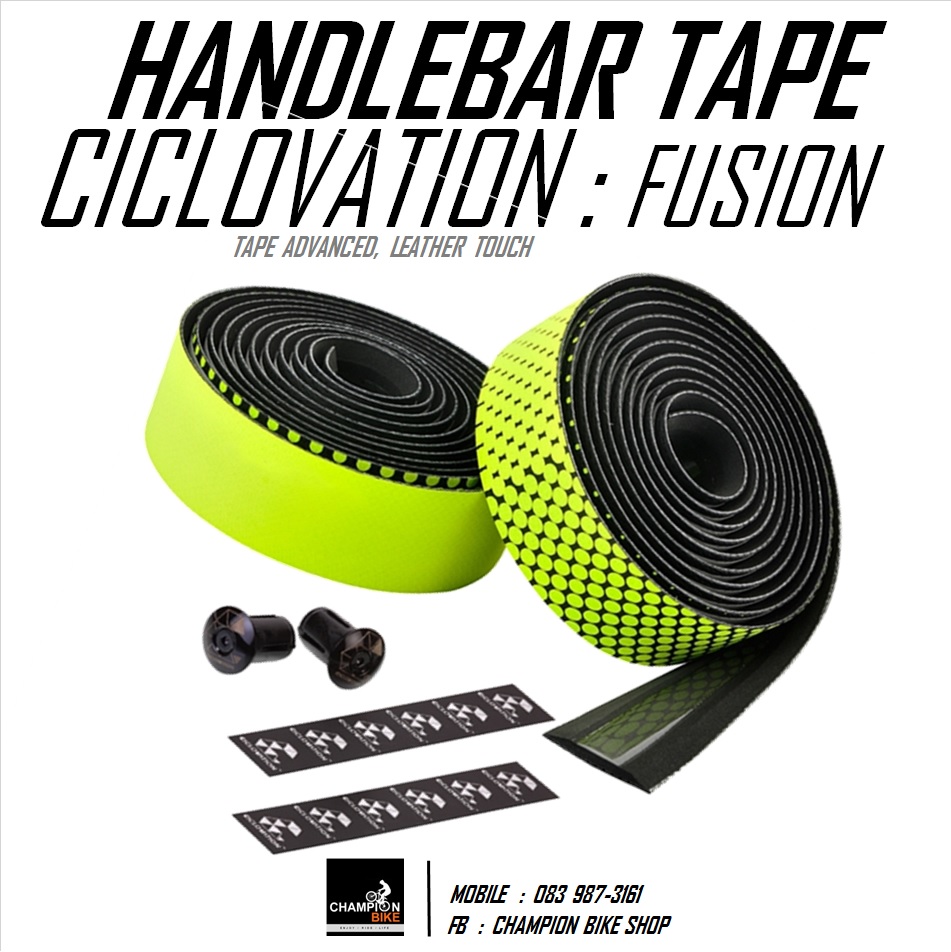 ผ้าพันแฮนด์เสือหมอบ CICLOVATION : FUSION SERIES HANDLEBAR TAPE สีดำด้าน-เหลืองนีออน