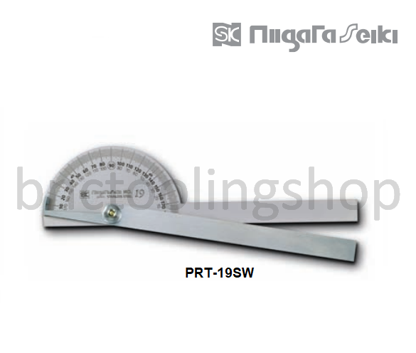 ครึ่งวงกลมวัดองศาแบบบรรทัด 2 ใบ(ชุบขาว),Protractor With 2 Blades(Satin Chome Finish),Niigataseiki,PRT-19SW