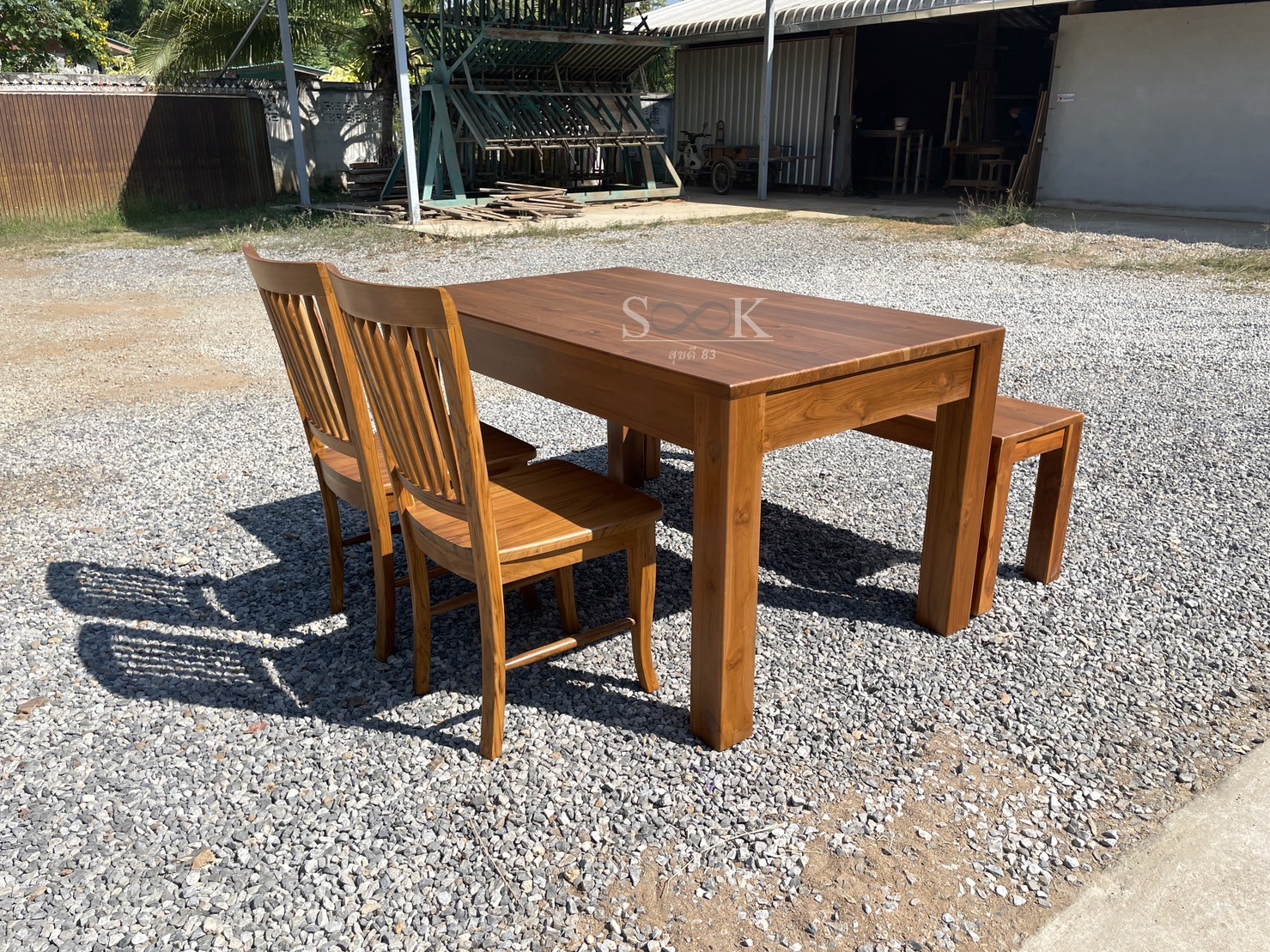 ชุดโต๊ะขาตรงมีลิ้นชักเก้าอี้นกยูง