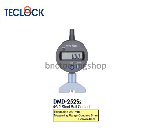 เกจวัดความลึกดิจิตอลขนาดเว้า 5 มม นูน 4 มม ความละเอียด 0.01 มิล,Digital Depth Gauge Concave 5mm Convex 4 mm Graduation 0.01mm,TECLOCK,DMD-252S2