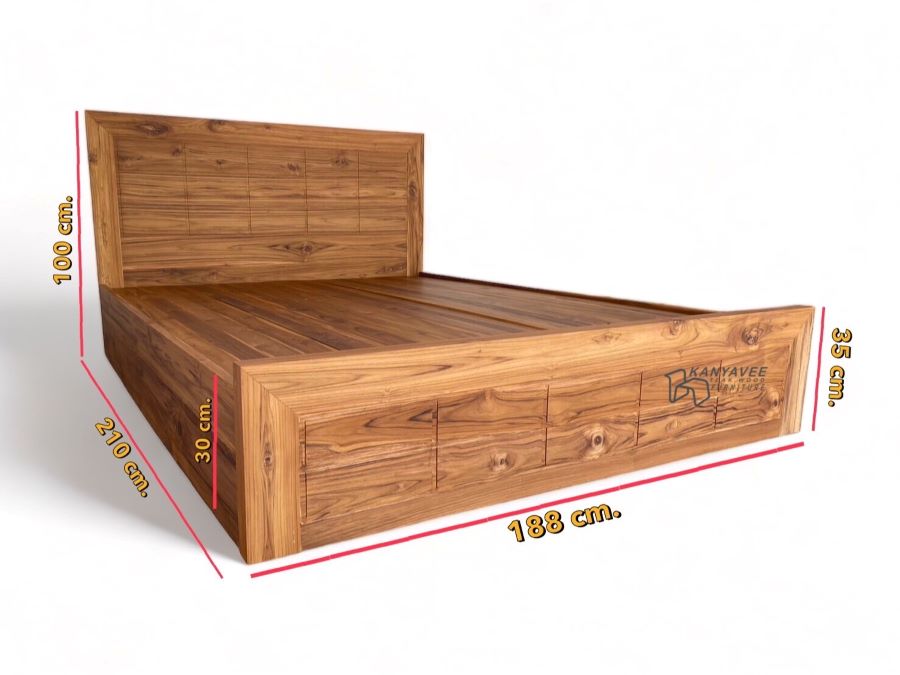 เตียงนอนไม้สัก สไตล์โมเดิร์น 6 ฟุต