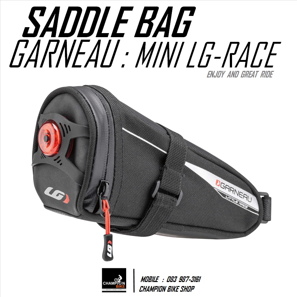 กระเป๋าใส่ของใต้เบาะ พร้อมไฟท้าย GARNEAU : MINI LG-RACE SADDLE BAG สีดำ