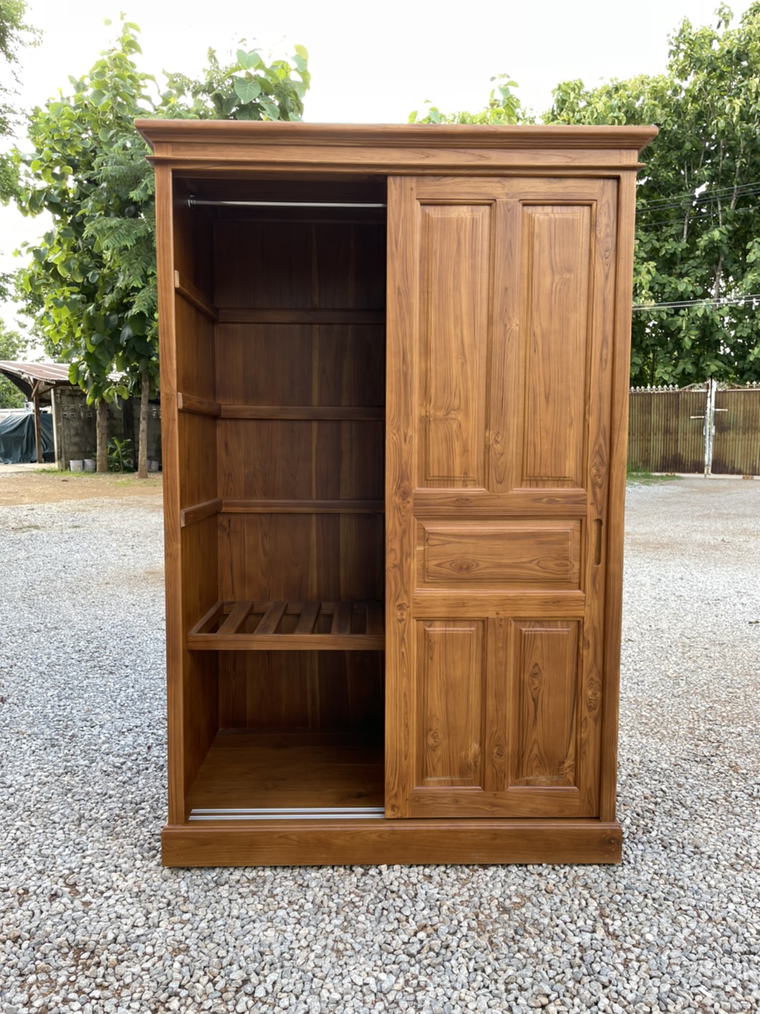 ตู้เสื้อผ้าบานเลื่อน เต้าคู่ตรง 1.2 ม. สูง 1.8 ม.