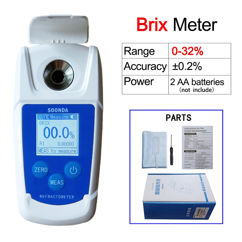 Digital Brix Meter tester Handheld Sugar Refractometer 0 - 32 % Fruit juice drinks beer wine Honey Brix tester Sugar Tester Meter
