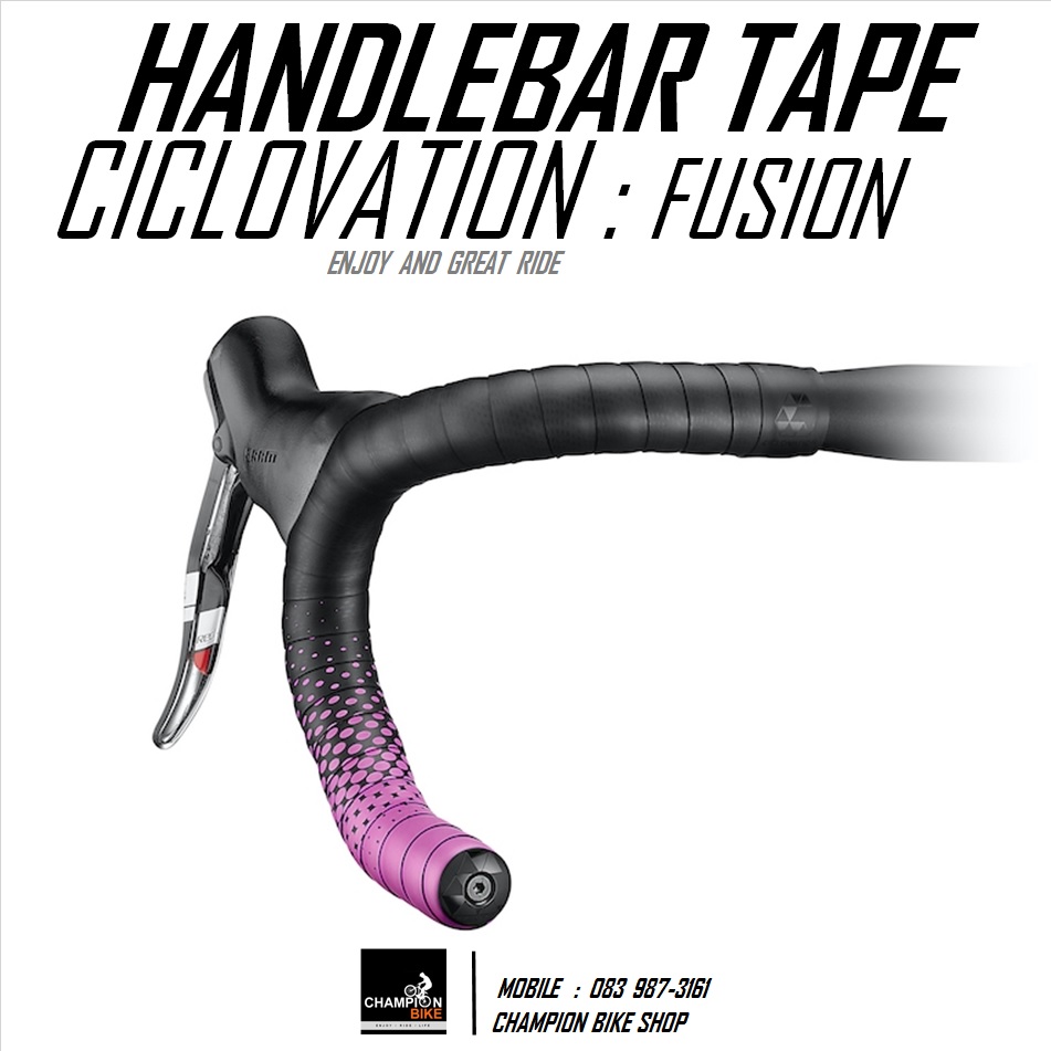 ผ้าพันแฮนด์เสือหมอบ CICLOVATION : FUSION SERIES HANDLEBAR TAPE สีดำด้าน-ชมพู