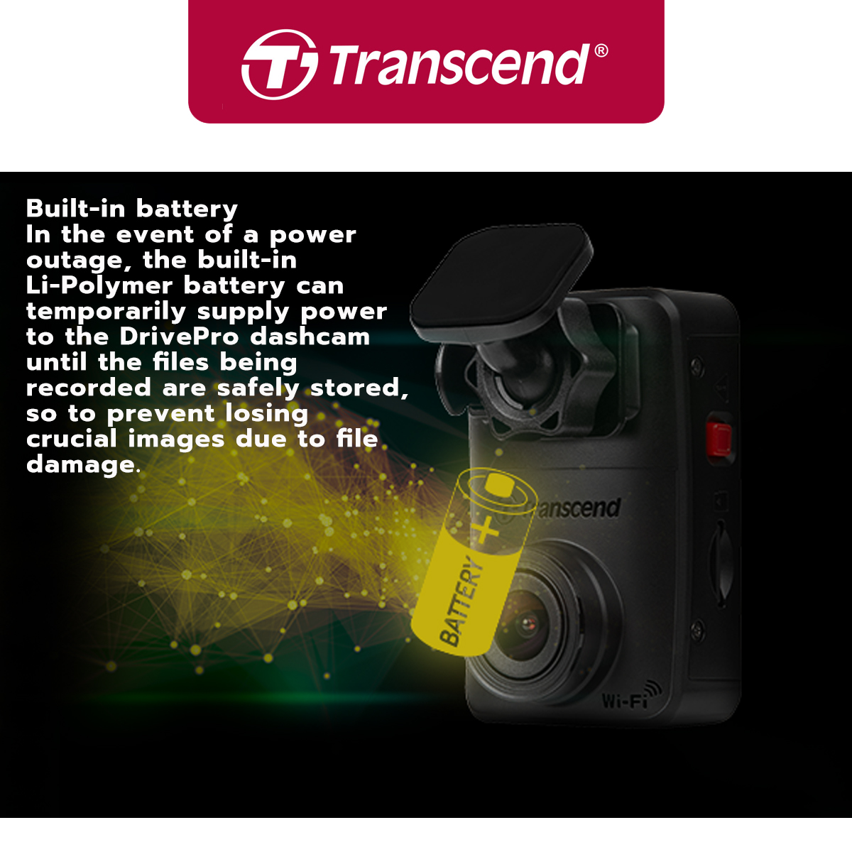 Transcend กล้องติดรถยนต์ DrivePro 10 2K QHD 1440P ฟรี Memory Card 64GB * รับประกัน 2ปี TS-DP10A-64G