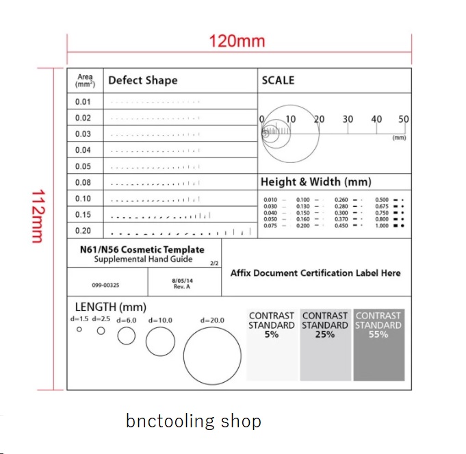 (UP DATE PRICE06-2023 ) แผ่นใสสำหรับตรวจสอบชิ้นงานDG120, Dot ruler Point line ruler Stain card Film ruler caliper Defect inspection area ruler R corner fillet.