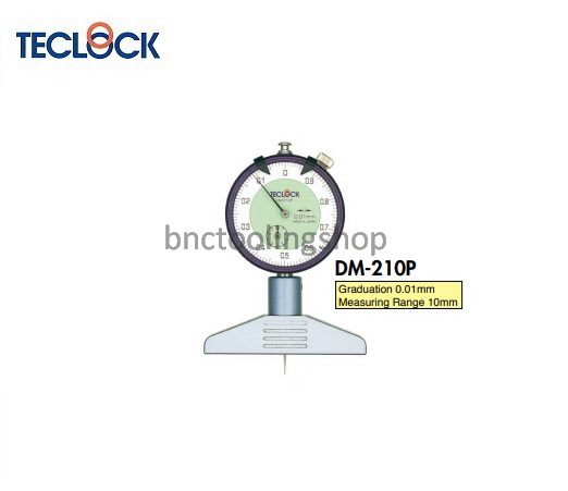 ไดอัลเกจวัดความลึกขนาด 10มิล ความละเอียด 0.01 มิล,Dial Depth Gauge Range 10mm Graduation 0.01mm,TECLOCK,DM-210P
