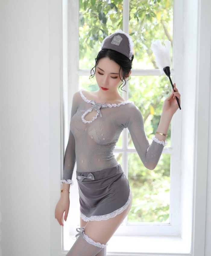 K331 ชุดตาข่ายแฟนซี ชุดตาข่ายมาในสไตล์ชุดคอสเพลย์สาวใช้เซ็กซี่ ตัวชุดผสมผสานระหว่างชุดตาข่ายแขนยาวกระโปรงผ้ายืด มาพร้อมที่คาดผมและถุงน่องตาข่ายขอบลูกไม้สีขาวตามรูปถ่ายสินค้าจริงเลยค่ะ