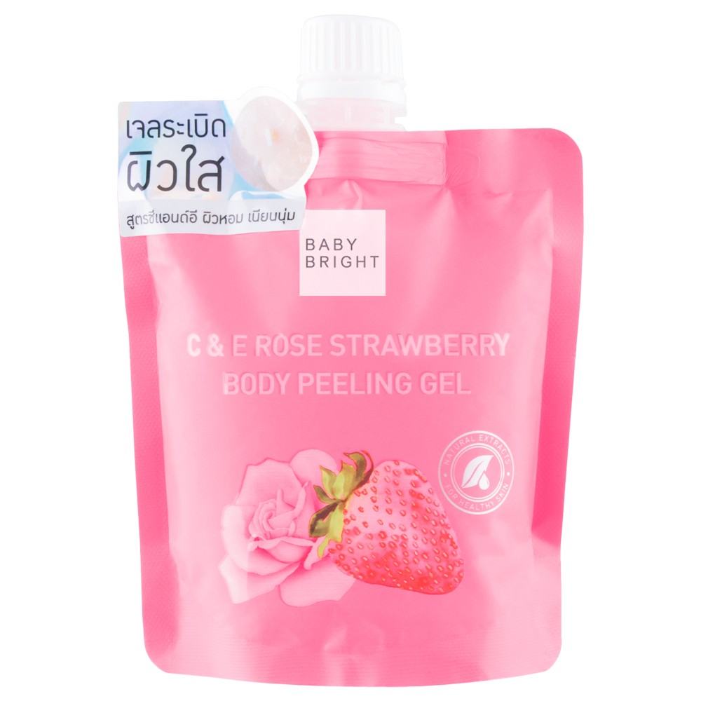 Baby Bright C & E Rose Strawberry Body Peeling Gel 200ML. เบบี้ไบร์ท สครับผิวซีแอนด์อีโรสสตรอเบอร์รี่บอดี้พีลลิ่งเจล ขนาด 200 มล.
