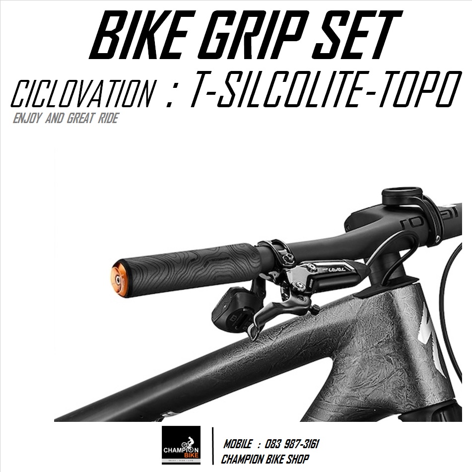 ปลอกแฮนด์ซิลิโคน เกรดคุณภาพ CICLOVATION : TRAIL SILCOLITE-TOPO BIKE GRIP สีดำ-ส้ม