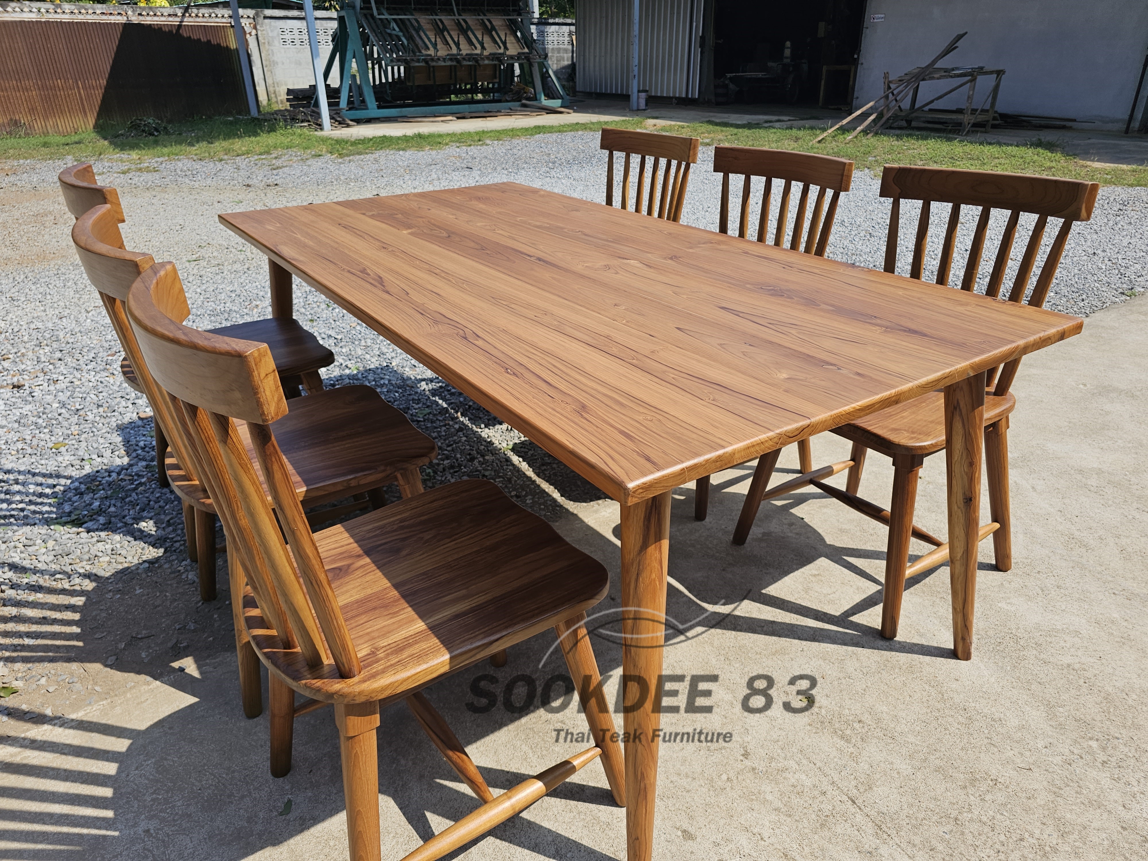 ชุดโต๊ะกินข้าวขาเฉียงมินิมอล 2 ม. เก้าอี้อลิส