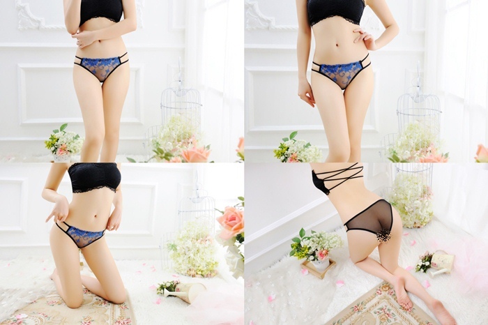NA038 กางเกงในเซ็กซี่ กางเกงในผ้าซีทรูด้านหน้าปักลายลูกไม้ด้านหลังเป็นผ้าซีทรูเรียบๆ ด้านข้างเดินสายยางยืดแบบเส้นคู่ตามรูปถ่ายสินค้าจริงเลยค่ะ