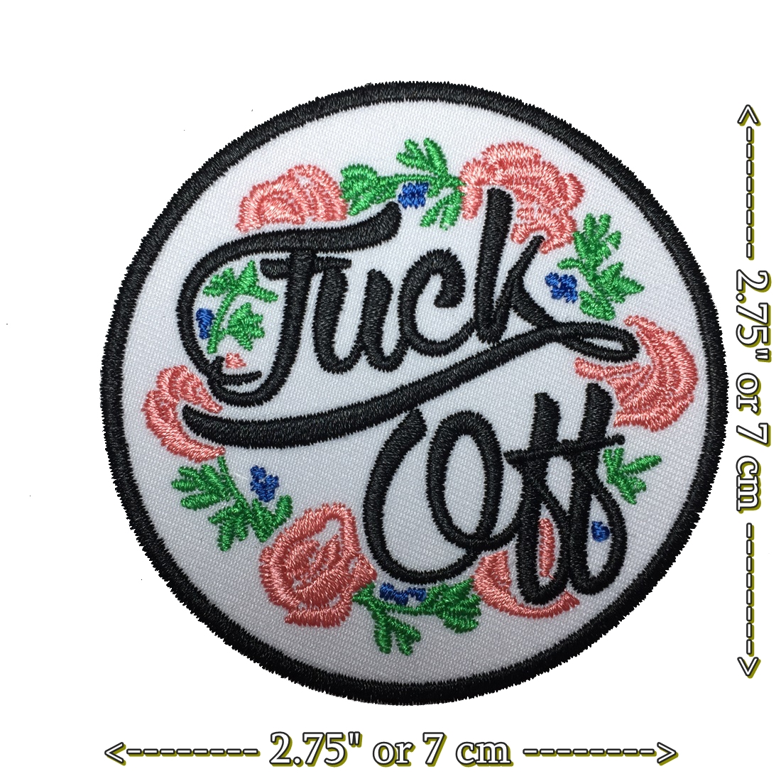 Fuckoff ดอกไม้ ตัวรีดติดเสื้อ อาร์มรีด อาร์มปัก ตกแต่งเสื้อผ้า หมวก กระเป๋า แจ๊คเก็ตยีนส์ Quote Embroidered Iron on Patch