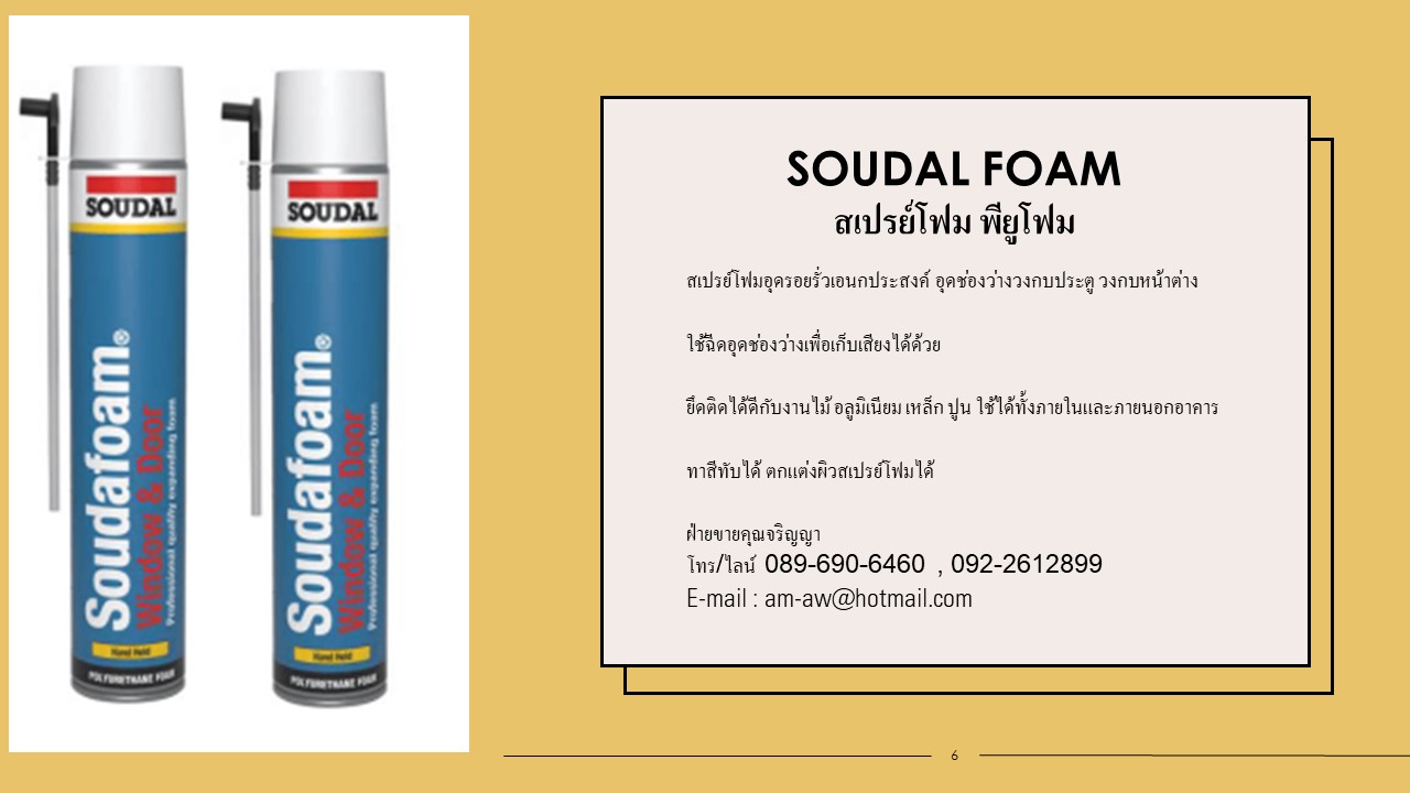 สเปรย์โฟมอุดรอยรั่วเอนกประสงค์ พียู โฟม Soudal Foam PU Foam