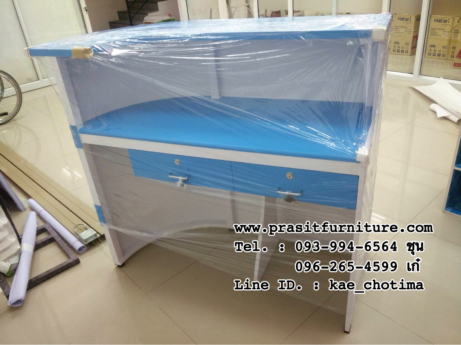 โต๊ะเคาน์เตอร์โค้ง 2 ลิ้นชักแนวนอน