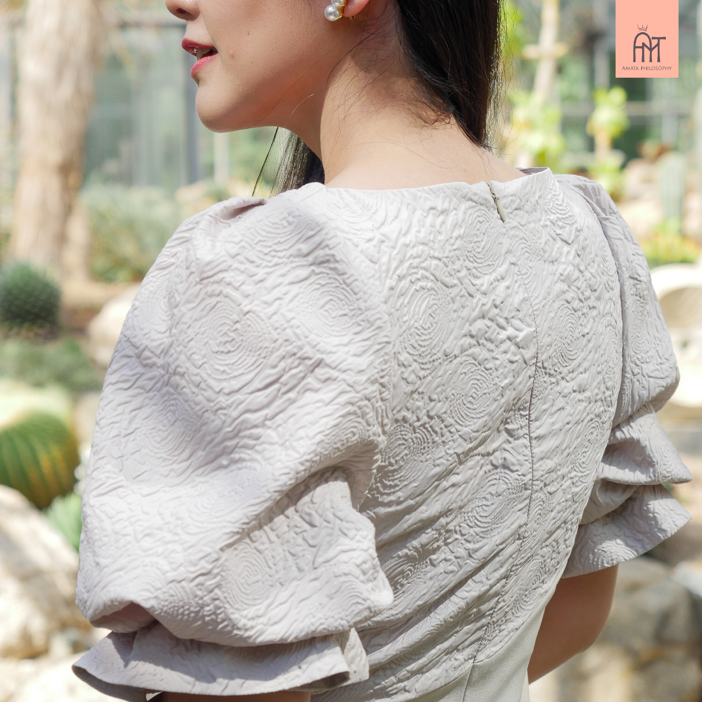 AMATA เดรส MELBOURNE สีชมพู สีเทา