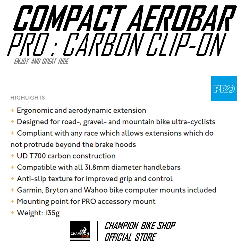 แอโร่บาร์เสือหมอบ แอโร่บาร์กราเวล แอโร่บาร์เสือภูเขา ไตรบาร์ PRO : COMPACT CARBON CLIP-ON AEROBAR / TRI-BAR ROAD,TRIATHLON, TT BIKE, AEROBAR ROAD, AEROBAR GRAVEL, AEROBAR MTB