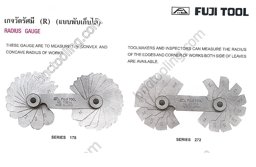 เกจวัดรัศมี (R) - RADIUS GAUGE (178MAA) Fuji tool ขนาด 0.1-1.00 มม.