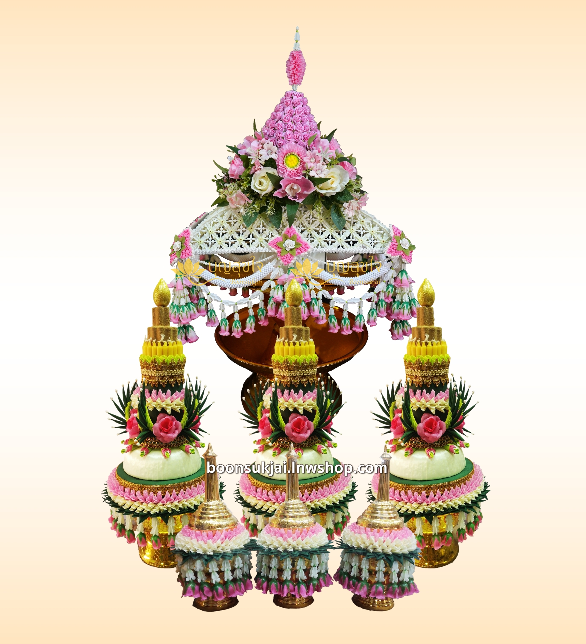 ชุดบวชครีม-ชมพู