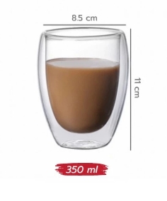 แก้วน้ำผนังสองชั้น Double wall glass ขนาด 350 ml