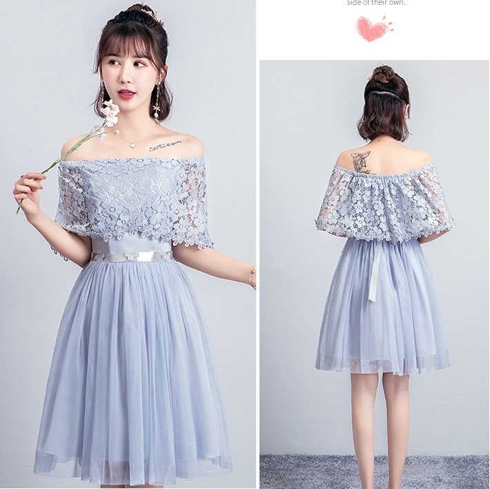 ชุดเดรสสั้นออกงานสีเทา ใส่ได้ทั้งงานกลางวันและกลางคืน ส่งฟรี ems
