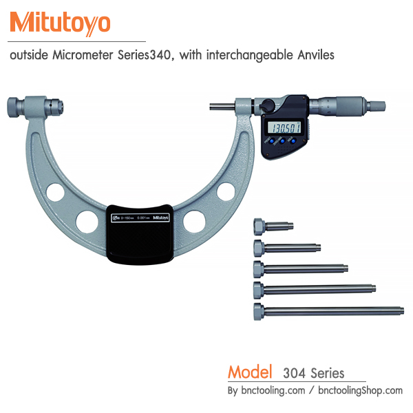 Mitutoyo, outside Micrometer Series340, with interchangeable Anviles,304 Series
