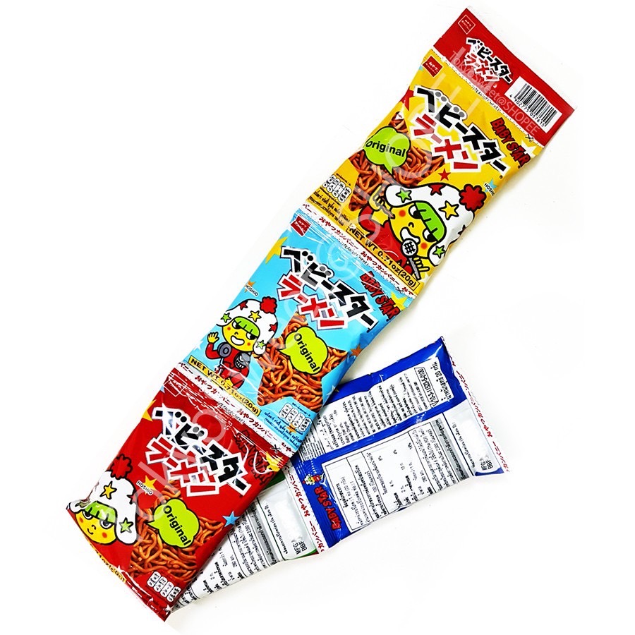 (แบบแผง 5 ซอง) Baby Star Original เบบี้สตาร์ นูเดิ้ล สแน็ค มาม่าญี่ปุ่นแบบเส้นฝอย รสออริจินัล บรรจุ 100 กรัม [20 กรัม x 5 ซอง]