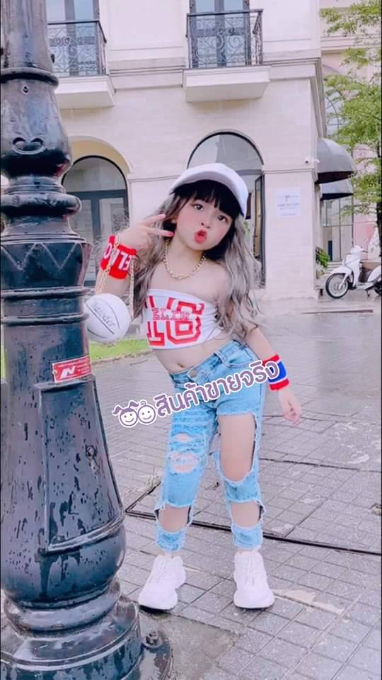 SS31/💜พร้อมส่ง💜ชุดเด็กผู้หญิง/เซท เสื้อเกาะอก+ยีนส์