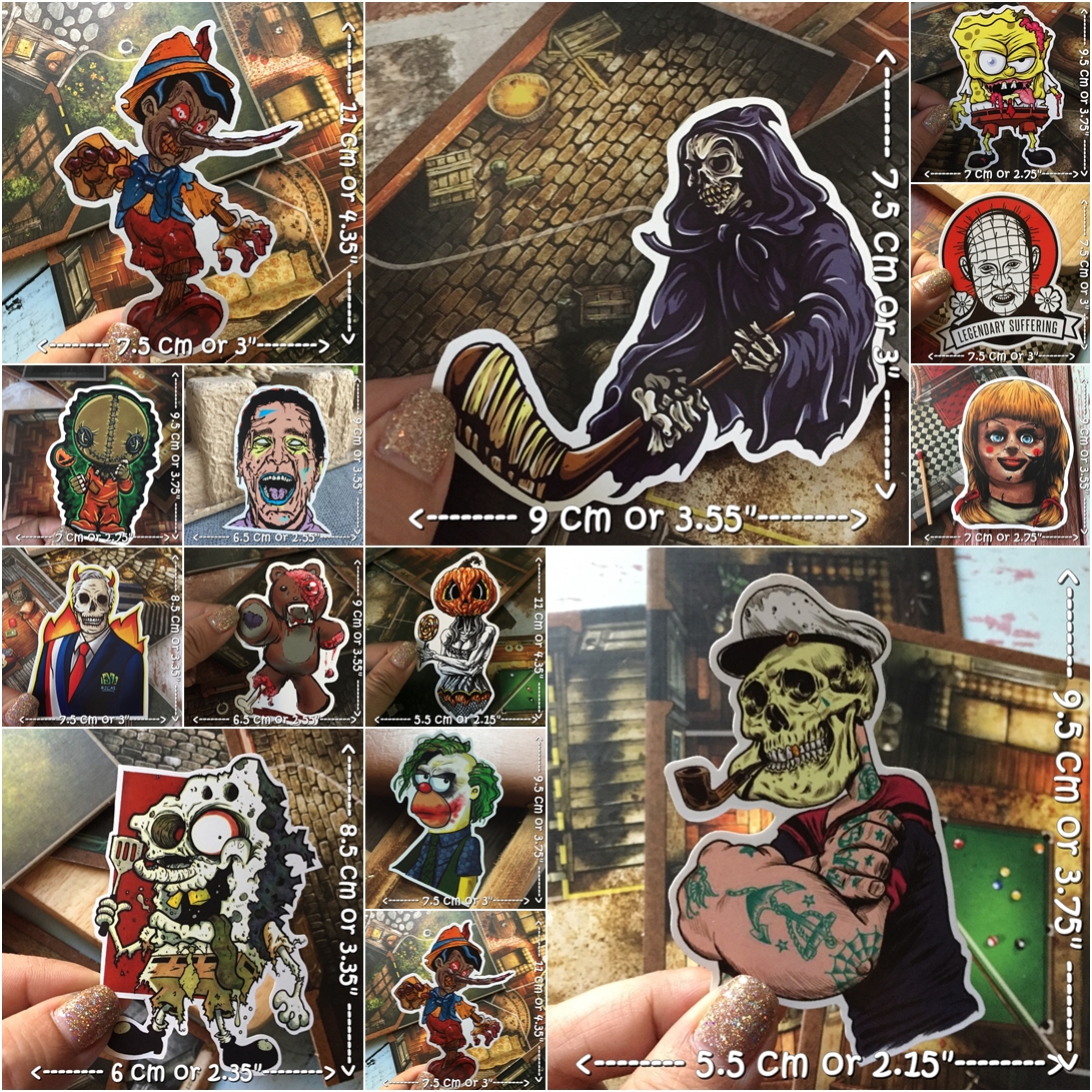 การ์ตูน สยองขวัญ สติกเกอร์ เคลือบกันน้ำ ติดกระเป๋าเดินทาง มอเตอร์ไซด์ Laptop เคสโทรศัพท์ กระบอกน้ำ Waterproof Decal Sticker
