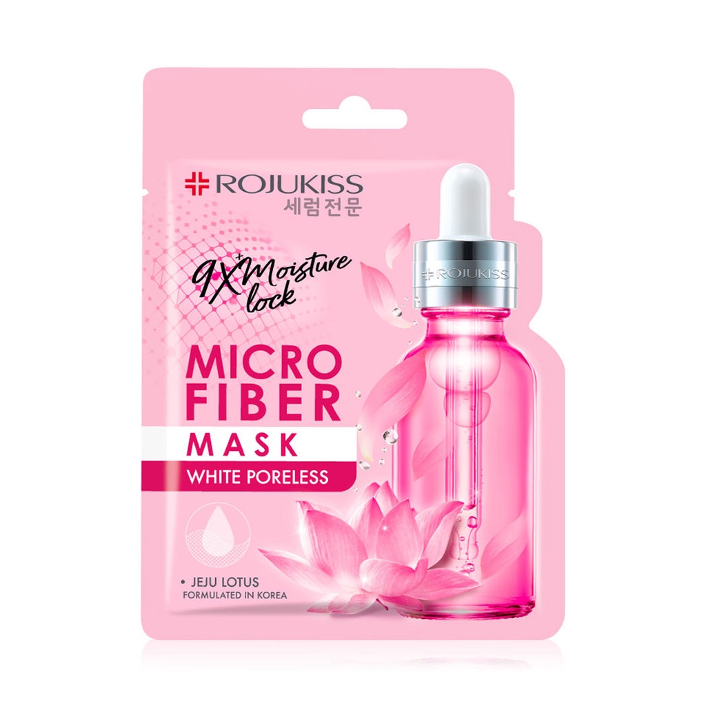 Rojukiss White Poreless Microfiber Mask 30 ml. โรจูคิส ไวท์ พอร์เลส ไมโครไฟเบอร์ มาส์ก 30 มล.ไมโครไฟเบอร์มาส์ก แก้ผิวหมองคล้ำ จุดด่างดำ ฝ้าแดด
