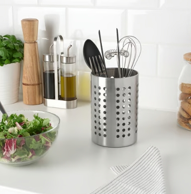 ที่ใส่ช้อนส้อม ที่ใส่อุปกรณ์ทำครัว สเเตนเลส อวร์ดนิ่ง ORDNING IKEA สูง 18 ซม. กว้าง 12 ซม.