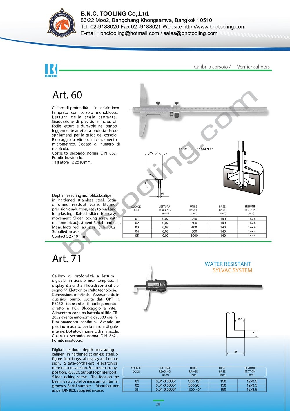 BOCCHI,Depth measuring bridge with base 140 mm,Art-60