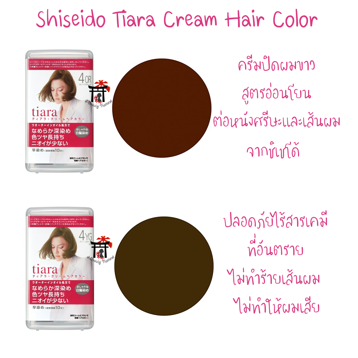 Shiseido TIARA Cream Hair Color ครีมปิดผมขาวสูตรอ่อนโยนต่อหนังศรีษะและเส้นผมจากชิเชโด้ ปลอดภัยไร้สารเคมีที่อันตราย ไม่ทำให้ผมเสีย