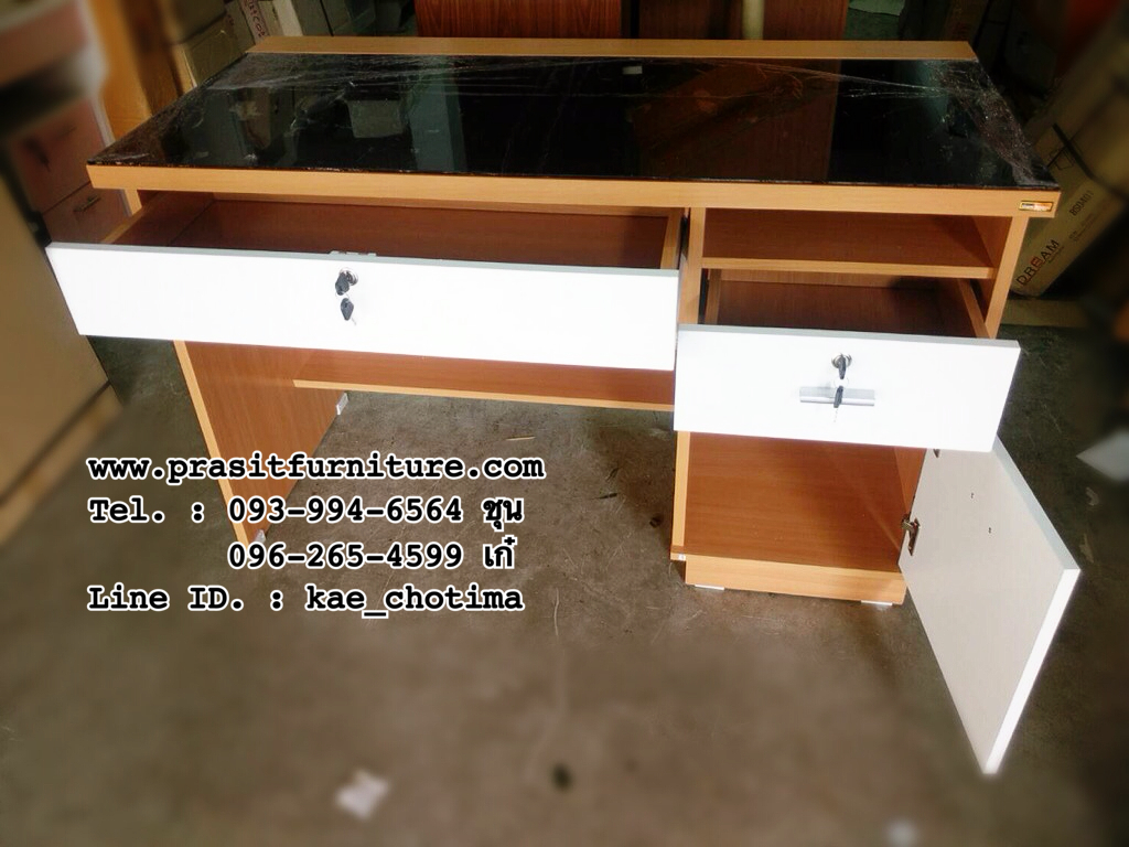 โต๊ะทำงานขนาด 120 ซม. หน้ากระจก รุ่น TB-122