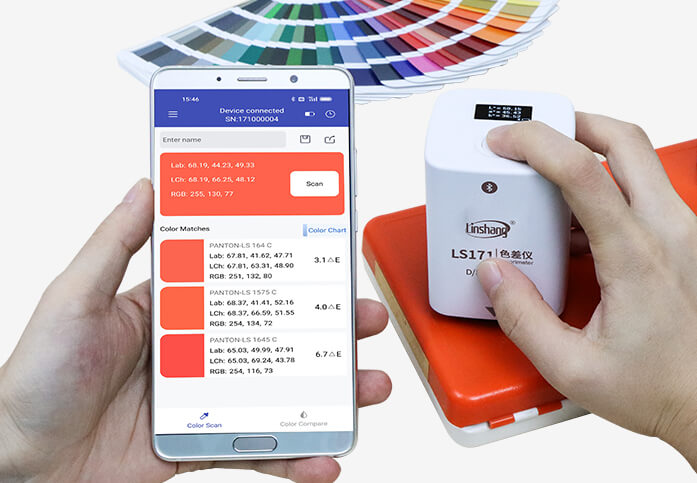 Linshang LS171, Colorimeter for Coating Colorimeter Color Checker, LS171 D/8° D65 Light Source Bluetooth Mobile APP, Portable Digital Ceramic,เครื่องวัดเฉดสี,