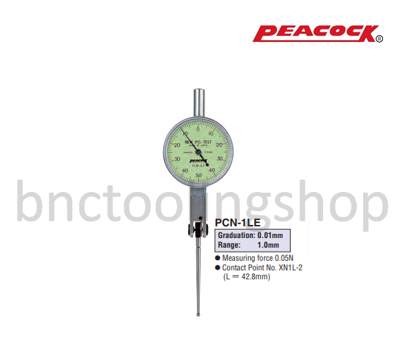 ไดอัลเทส ขนาด 1.0มิล ความละเอียด 0.01มิล,Super Low Measuring Force Test Indicators Range 1.0mm Graduation 0.01mm,Peacock,PCN-1LE