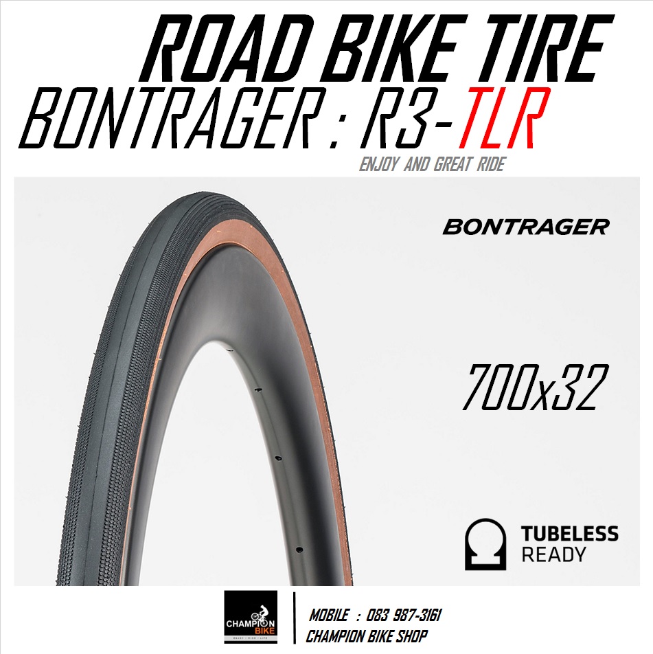 ยางเสือหมอบ BONTRAGER : R3 TLR-HCL 700x32c ROAD BIKE TUBELESS TIRE - สีดำ-แก้มน้ำตาล