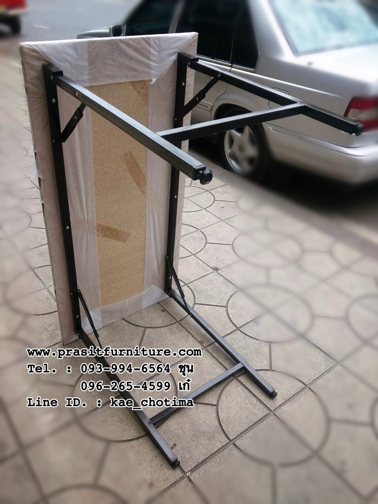 โต๊ะพับหน้าขาว ผิวเมลามีน ขาสีดำ