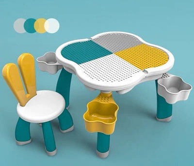 E10914 โต๊ะตัวต่อเลโก้ พร้อมเก้าอี้หูกระต่าย Multifunction