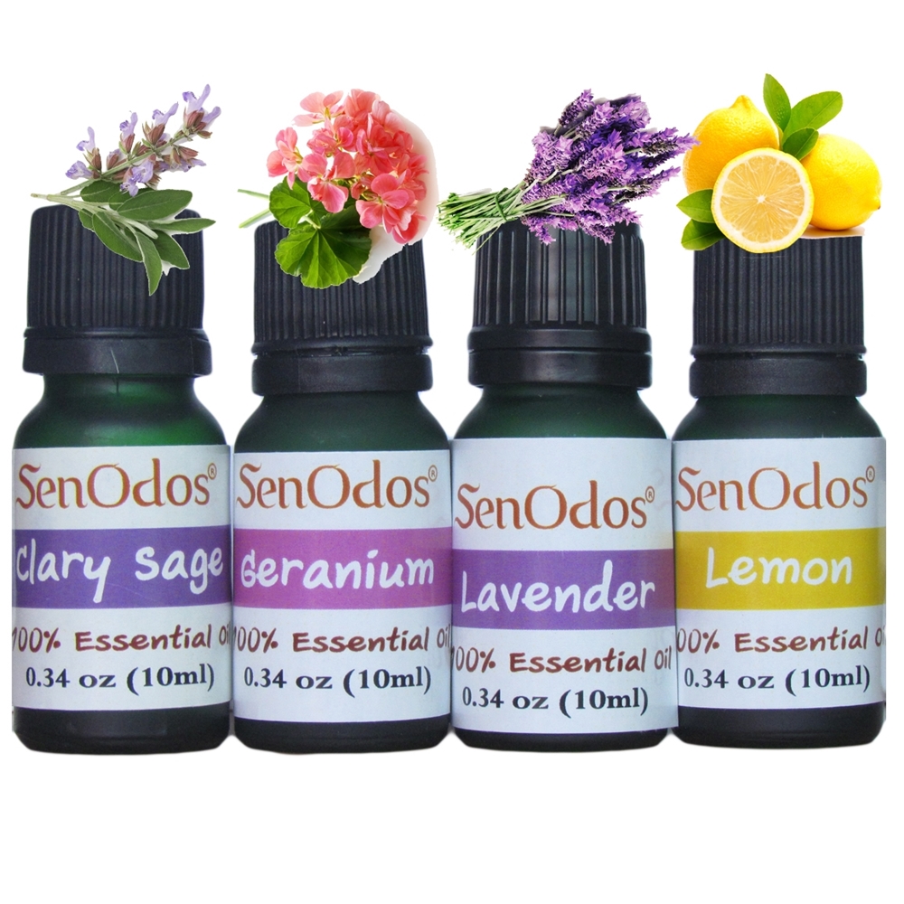 SenOdos ชุดของขวัญ ชุดกิ๊ฟเซ็ท น้ำมันหอมระเหย อโรม่า กลิ่นผู้หญิง 1 Essential Oil For Women Set 1 10ml x 4กลิ่น (กลิ่นแครี่เซจ, กลิ่นเจอร์เรเนี่ยม, กลิ่นลาเวนเดอร์, กลิ่นเลมอน) บรรจุในกล่องไม้สน รูปทรงเหลี่ยม สวยงาม คุณภาพดี นำเข้าจากนิวซีแลนด์