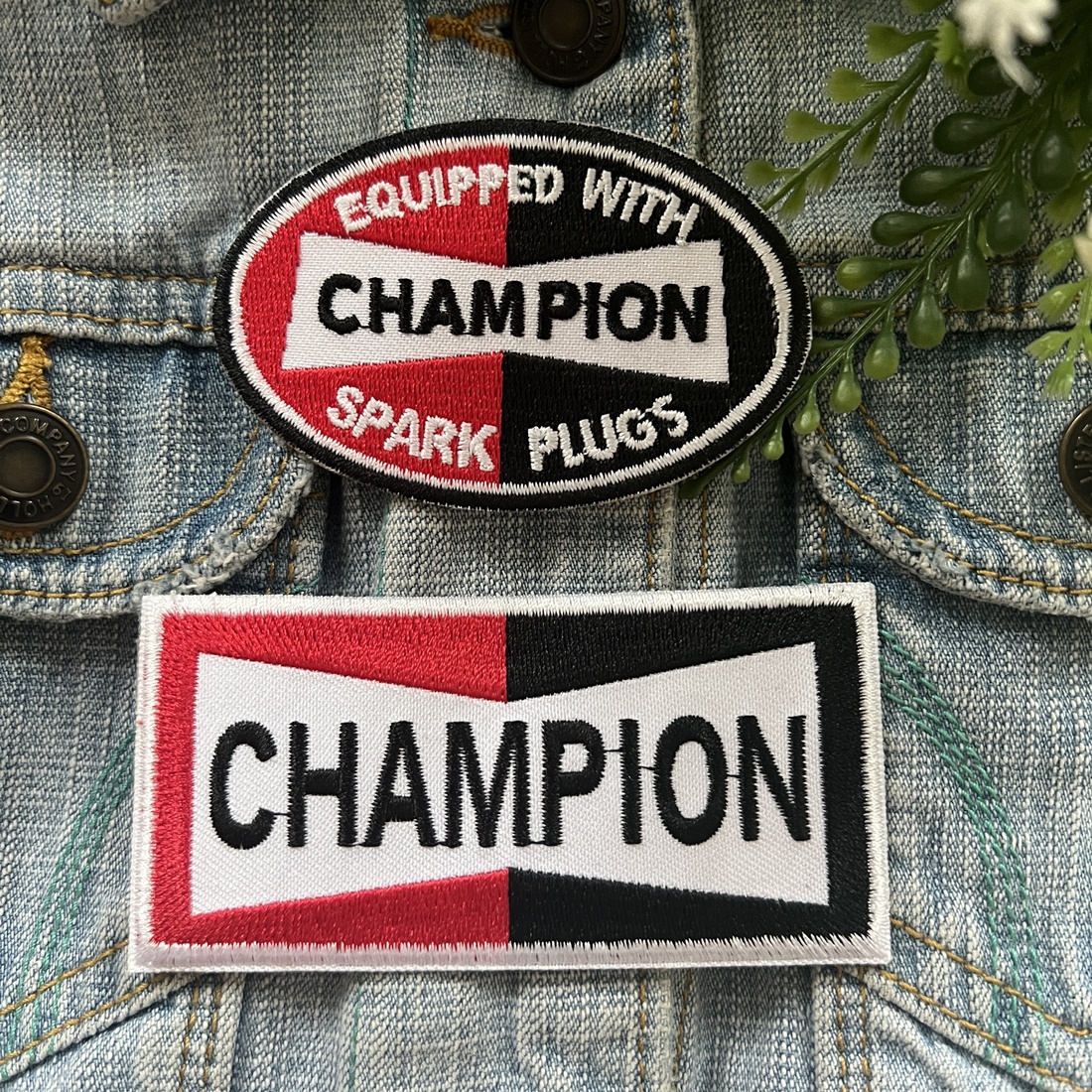 Champion ตัวรีดแบบปัก อาร์มปัก ตัวรีดติดเสื้อ ตัวรีด ติดกระเป๋า ติดหมวก ติดแจ๊คเก็ต Racing Iron on Embroidered Patch