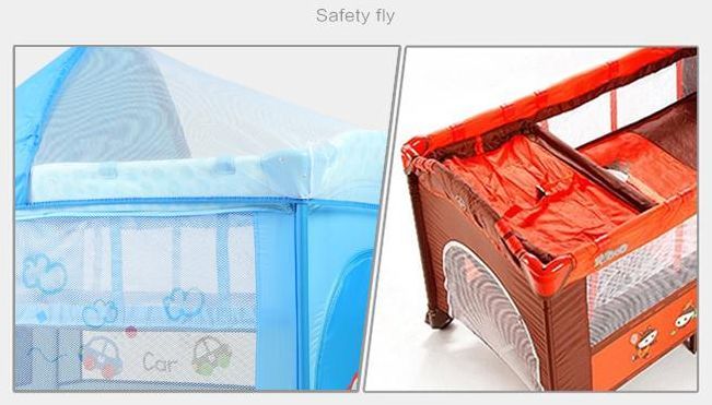 ฺB10103 เตียงplaypen สะดวกพับเก็บได้ สินค้าใหม่คุณภาพดี A2 สีฟ้า