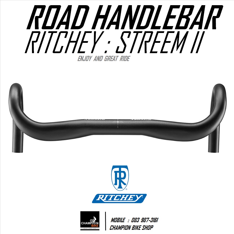แฮนด์เสือหมอบ RITCHEY COMP STREEM II ROAD HANDLEBAR 31.8 / กว้าง 40, 42, 44cm. / สีดำด้าน