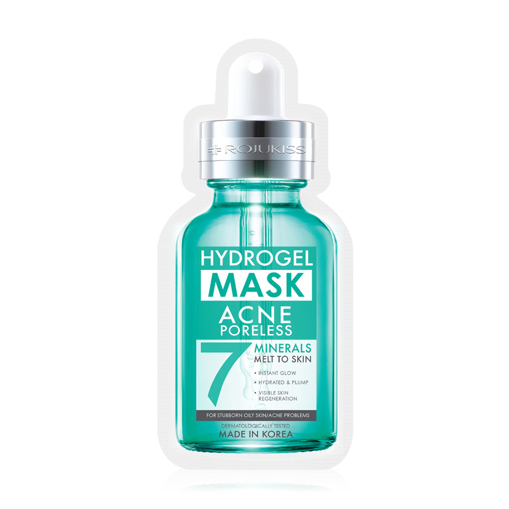 Rojukiss Acne Poreless Hydrogel Mineral Mask 25 ml. โรจูคิส แอคเน่ พอร์เลส ไฮโดรเจล มิเนอรัล มาส์ก 25 มล. สำหรับผิวมัน มีรอยสิว แก้ยาก 1 ซอง